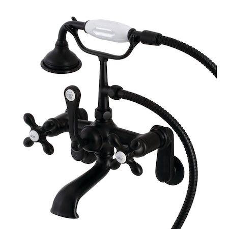 Kingston Brass AE57T0 Wall Mount Tub Faucet with Hand Shower, Matte Black AE57T0